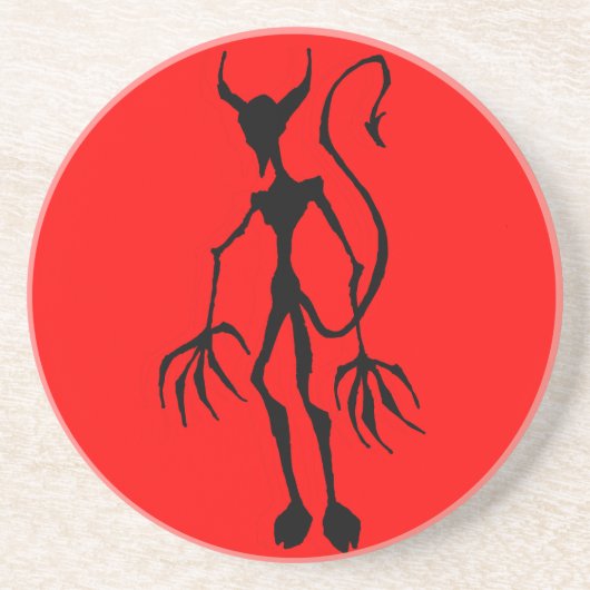 Creepy Devil Stick Figuur Zandsteen Onderzetter (Voorkant)