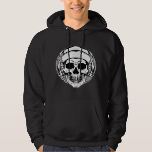 Creepy DJ Skull Pet Disk Jockey Techno Rapper Musi Hoodie