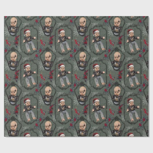 Creepy Doll Christmas Wrapping Paper Cadeaupapier (Vlak)