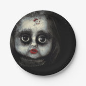 Creepy Doll Haunted Halloween Papieren Bordje (Voorkant)