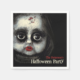 Creepy Doll Haunted Halloween Party Met Naam Servet