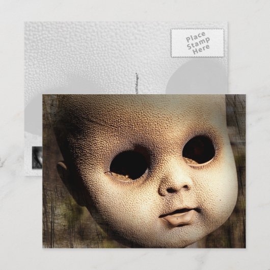 Creepy Doll Head met ontbrekende ogen Briefkaart (Voorkant / Achterkant)