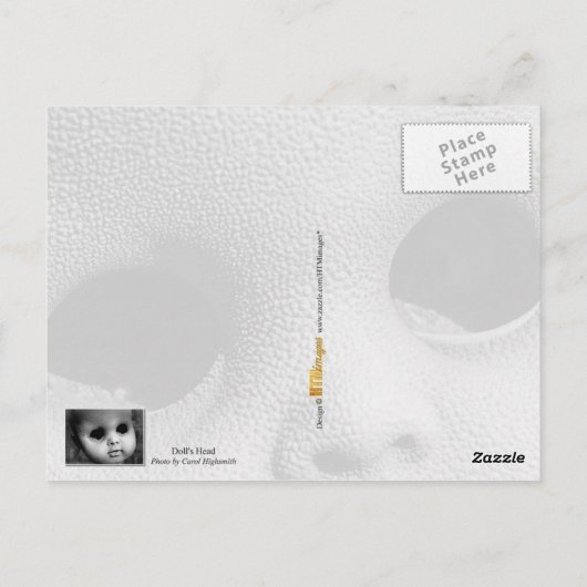 Creepy Doll Head met ontbrekende ogen Briefkaart (Achterkant)