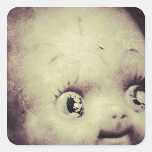 Creepy Doll Vierkante Sticker (Voorkant)