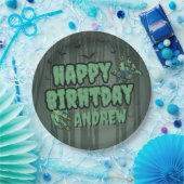 Creepy Donkergroene Zombie Happy Birthday Party Papieren Bordje (Feest)