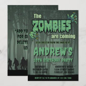 Creepy donkergroene zombie verjaardagsfeestje kaart (Voorkant / Achterkant)