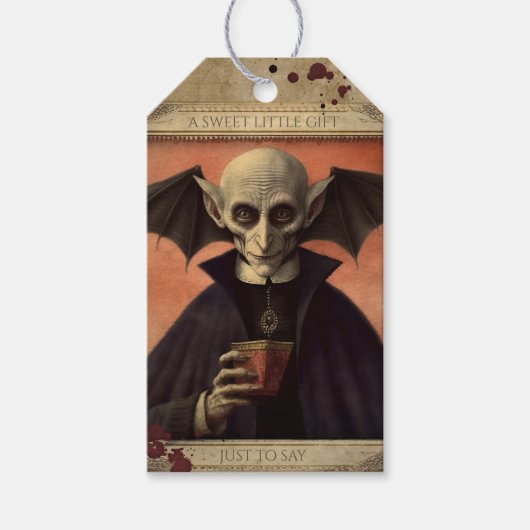 Creepy Dracula Halloween-gunst Cadeaulabel (Voorkant)