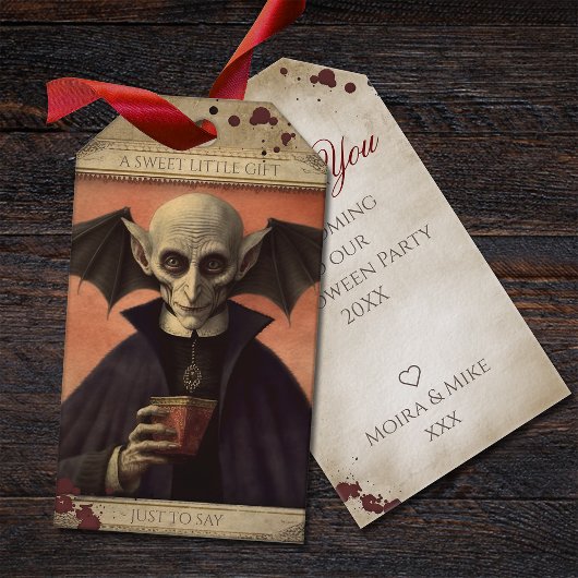Creepy Dracula Halloween-gunst Cadeaulabel