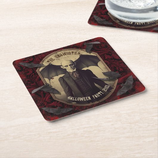 Creepy Dracula Vampire Halloween Party Kartonnen Onderzetters (Schuin)