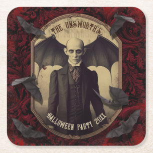 Creepy Dracula Vampire Halloween Party Kartonnen Onderzetters