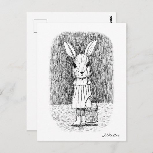 Creepy Easter Bunny Monochrome Horror Gothic Art Briefkaart (Voorkant / Achterkant)