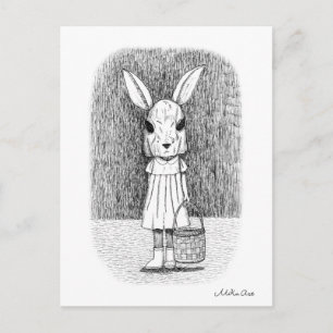 Creepy Easter Bunny Monochrome Horror Gothic Art Briefkaart