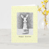 Creepy Easter Bunny Weird Dark Art Adult Pasen Kaart (Gele Bloem)