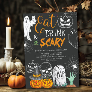 Creepy Eat Drink & Be Scary Halloween Kaart