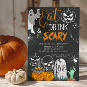 Creepy Eat Drink & Be Scary Halloween Kaart