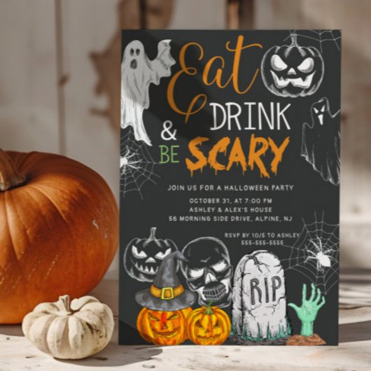 Creepy Eat Drink & Be Scary Halloween Kaart