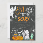 Creepy Eat Drink & Be Scary Halloween Kaart (Voorkant)