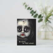 Creepy Eerie Doll Afraid Halloween Contactkaartje (Staand voorkant)