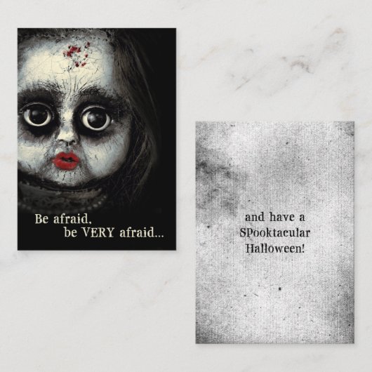 Creepy Eerie Doll Afraid Halloween Contactkaartje (Voorkant / Achterkant)