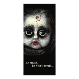 Creepy Eerie Doll Afraid Halloween Reclamekaart