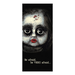 Creepy Eerie Doll Afraid Halloween Reclamekaart