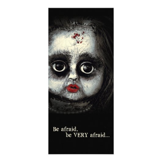 Creepy Eerie Doll Afraid Halloween Reclamekaart (Voorkant)
