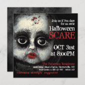 Creepy Eerie Doll Halloween Party Kaart (Voorkant / Achterkant)
