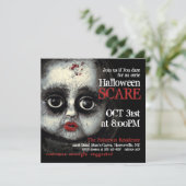 Creepy Eerie Doll Halloween Party Kaart (Staand voorkant)