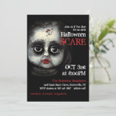 Creepy Eerie Gothic Doll Halloween Party Kaart (Staand voorkant)