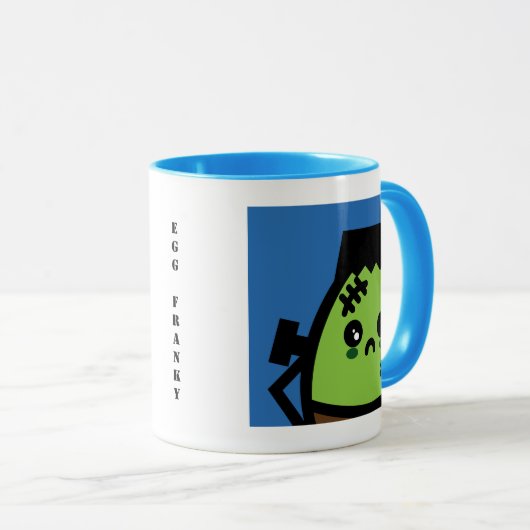 Creepy Egg Frankenstein Halloween | jouw namen toe Mok (Voorkant rechts)