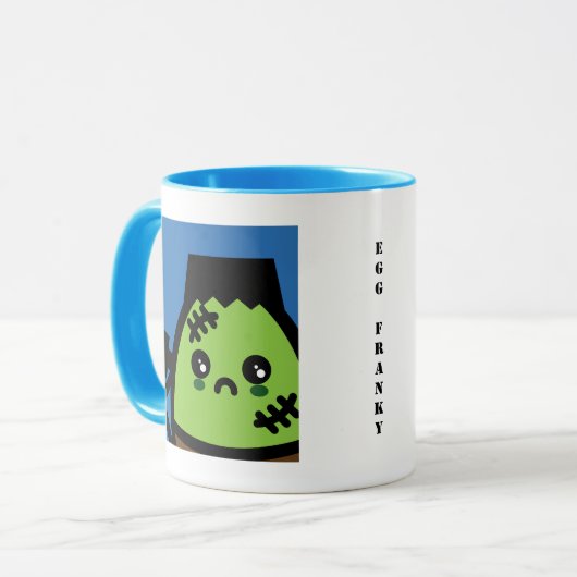 Creepy Egg Frankenstein Halloween | jouw namen toe Mok (Voorkant links)