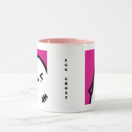 Creepy Egg Ghost Halloween | jouw namen toevoegen Mok (Midden)