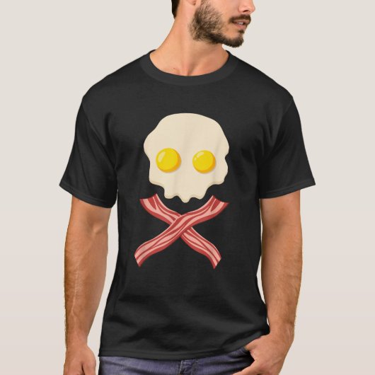 Creepy Ei Bacon Skull Ghost Gezicht Monster Zombie T-shirt (Voorkant)