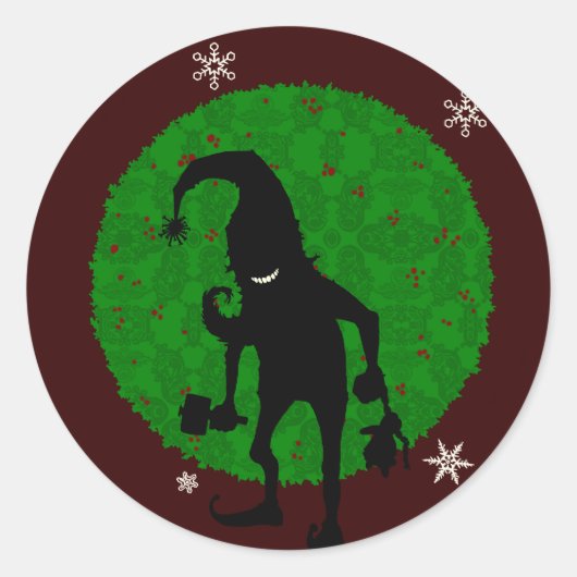 Creepy elf ronde sticker (Voorkant)