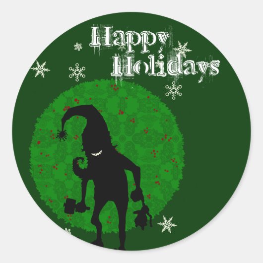 Creepy elf ronde sticker (Voorkant)
