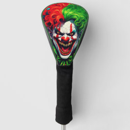 Creepy eng helder haar mannelijke clown AI Art Golfheadcover
