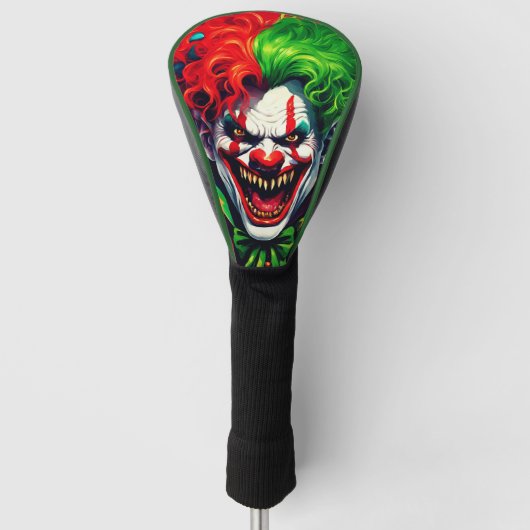 Creepy eng helder haar mannelijke clown AI Art Golfheadcover (Voorkant)