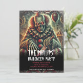 Creepy enge Carnaval Clown Halloween Party Kaart (Staand voorkant)