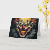 Creepy enge clown blij Halloween Kaart (Gele Bloem)