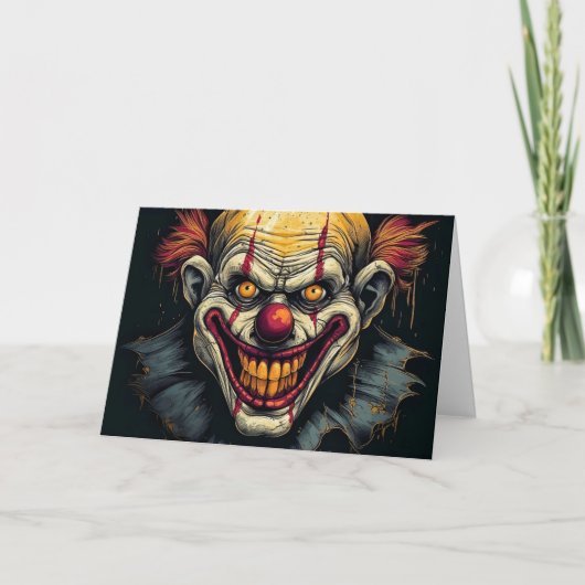 Creepy enge clown blij Halloween Kaart (Voorkant)