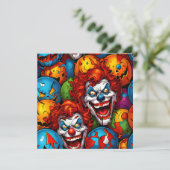 Creepy enge clowns Halloween Feestdagenkaart (Staand voorkant)