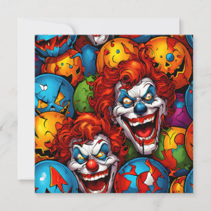 Creepy enge clowns Halloween Feestdagenkaart