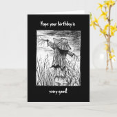 Creepy Enge Gothic Horror Scarecrow Verjaardag Kaart (Gele Bloem)