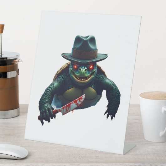 Creepy enge Halloween schildpad T-shirt Reclamebord Met Voetstuk (Insitu)