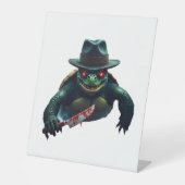 Creepy enge Halloween schildpad T-shirt Reclamebord Met Voetstuk (Voorkant)