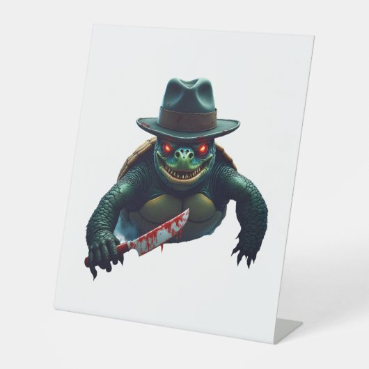 Creepy enge Halloween schildpad T-shirt Reclamebord Met Voetstuk (Voorkant)