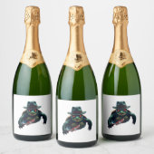 Creepy enge Halloween schildpad T-shirt Sparkling Wijnetiket (Flessen)