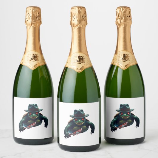 Creepy enge Halloween schildpad T-shirt Sparkling Wijnetiket (Flessen)