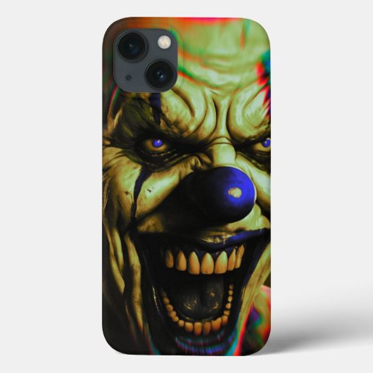 Creepy enge kwaadaardige clown iPhone 13 hoesje (Achterkant)