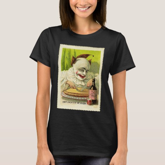 Creepy Evil Victorian Clown Christmas Greeting T-shirt (Voorkant)